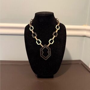 Vintage Elegant Gold and Black Enamel Geometric Necklace